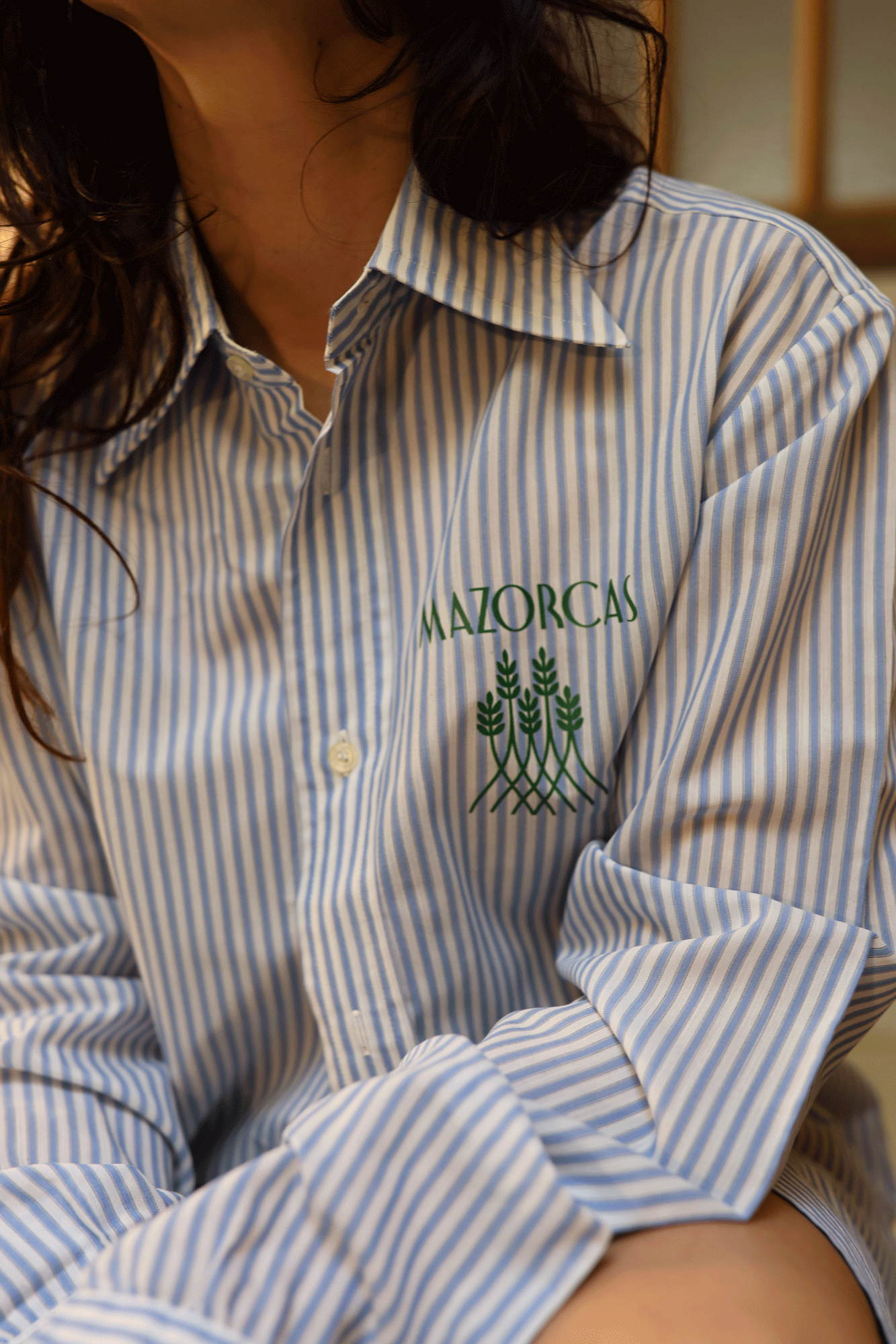 Blue and white striped printed shirt