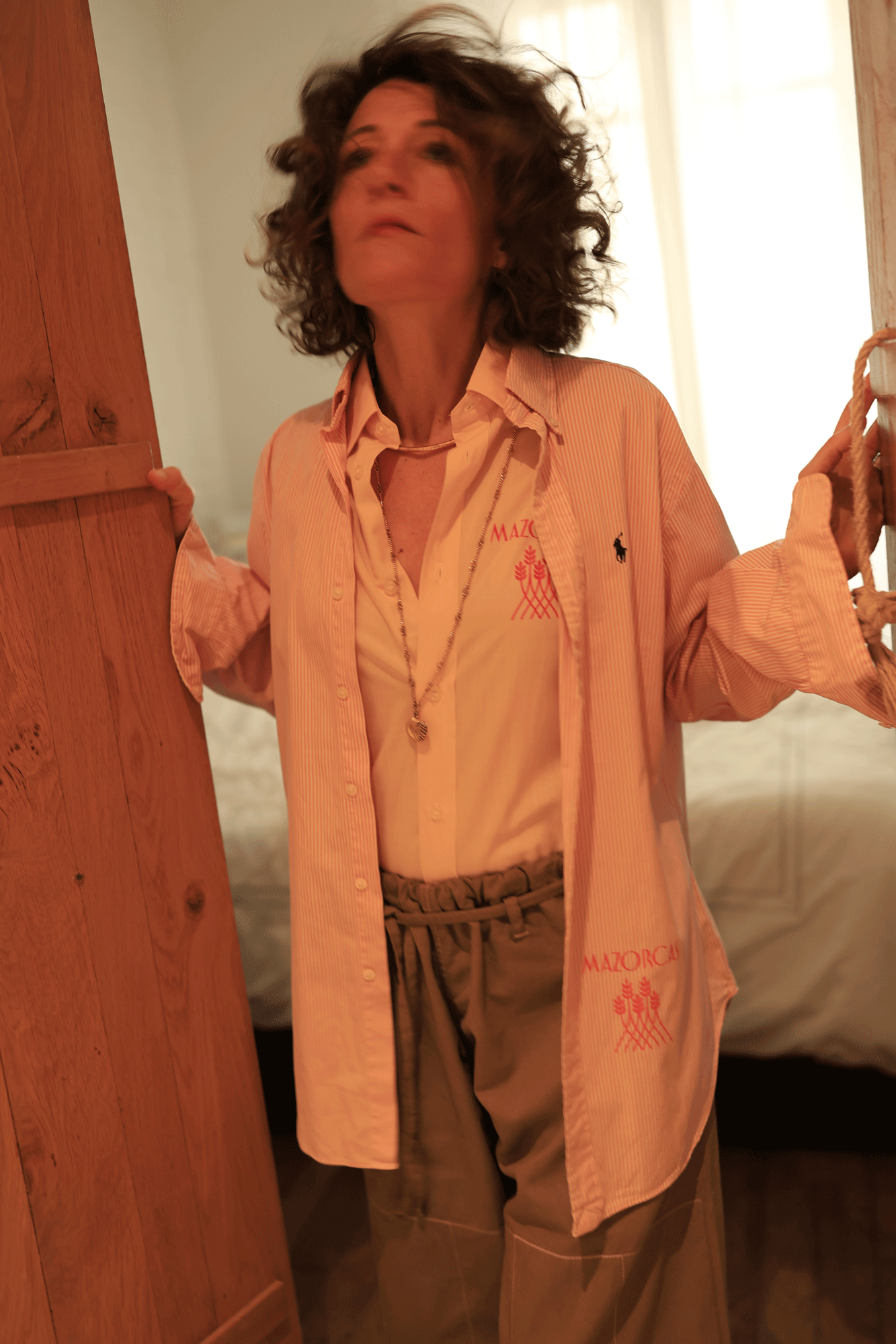 Pink striped printed shirt
