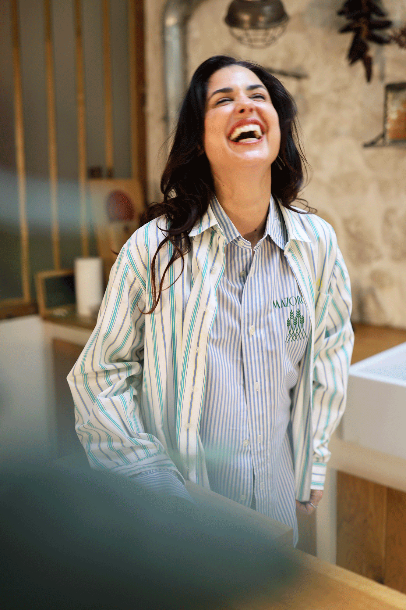 Multicolored printed striped shirt