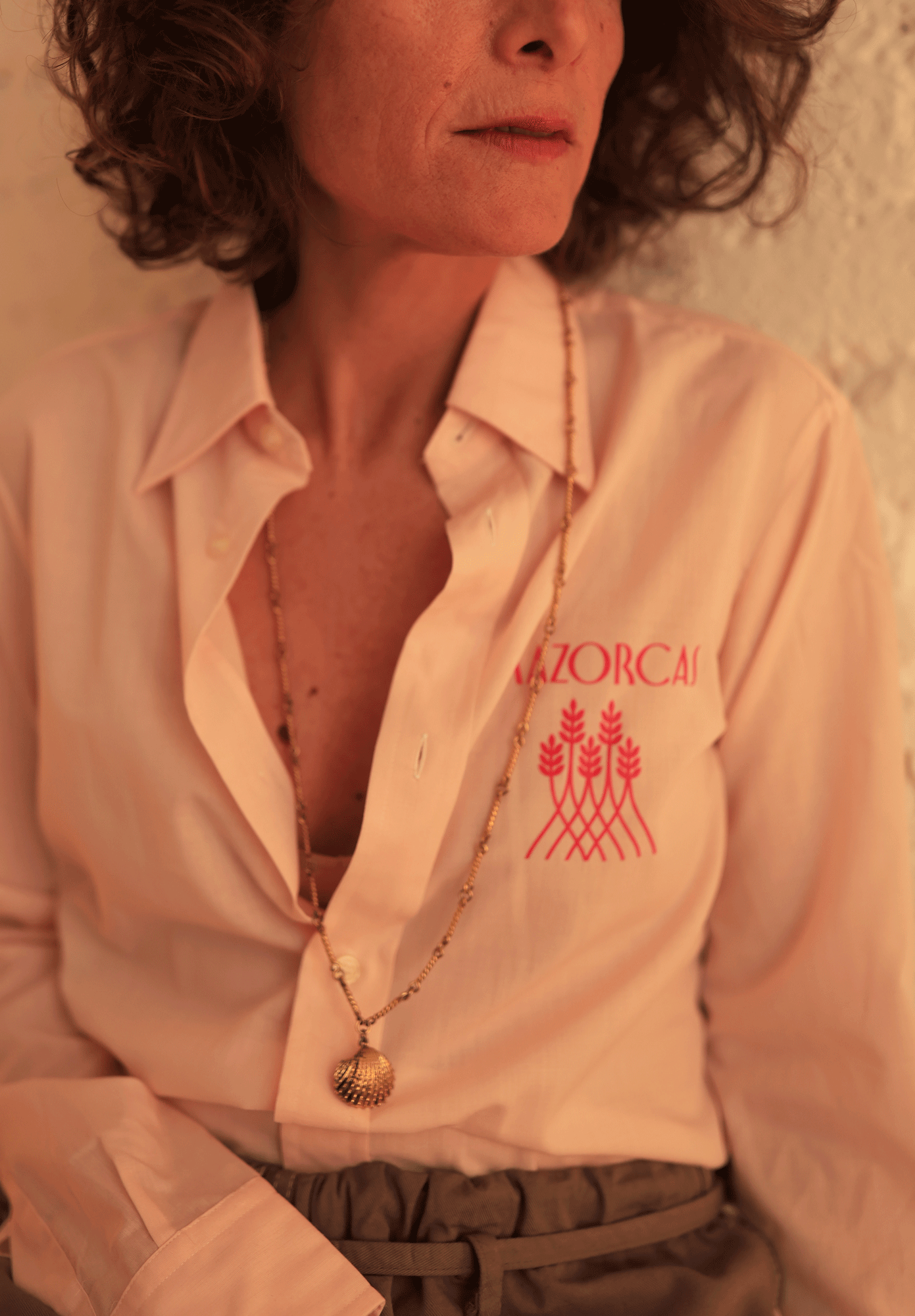 Pale pink printed shirt