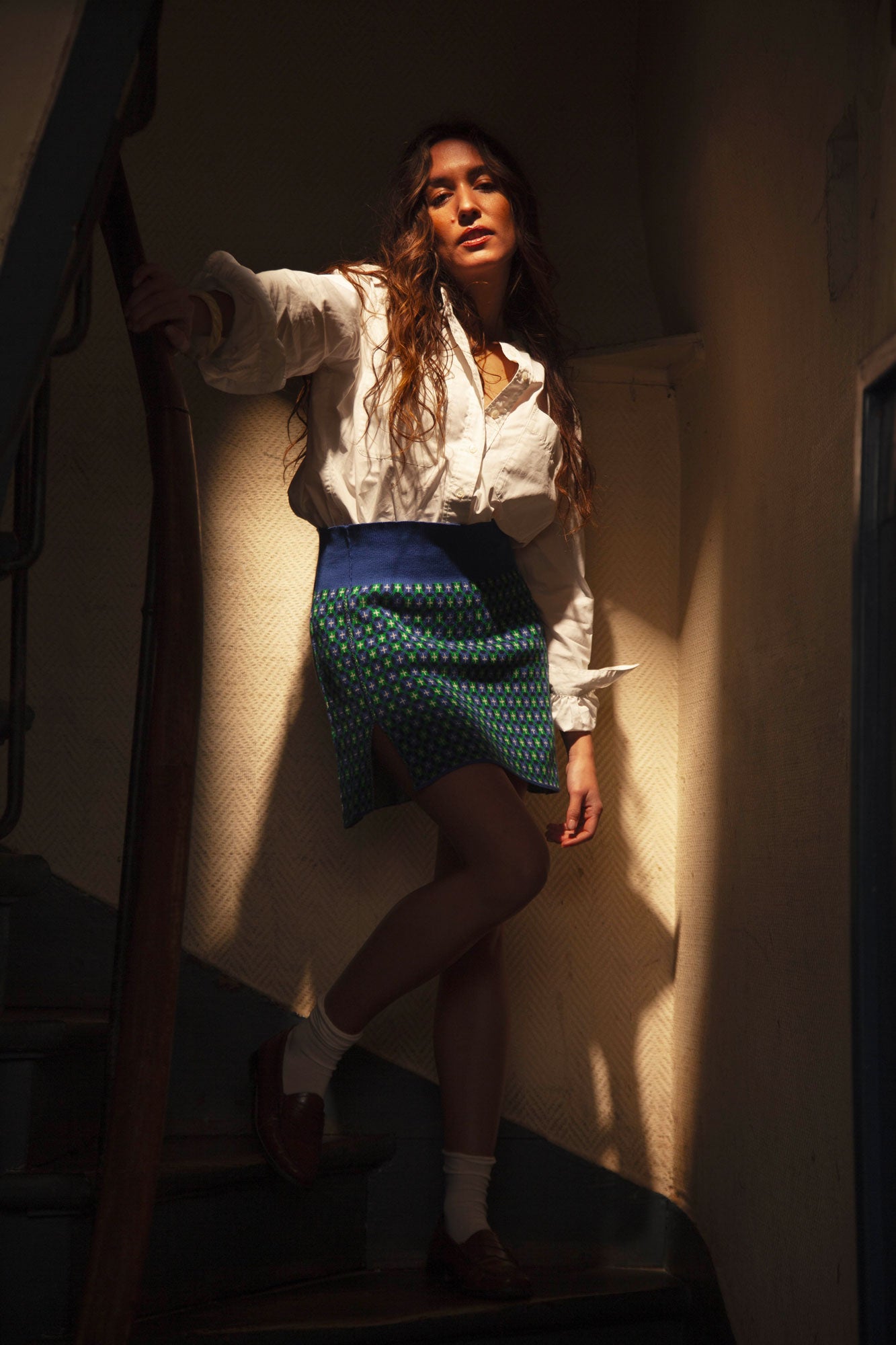 Olivia Jacquard Blue Skirt