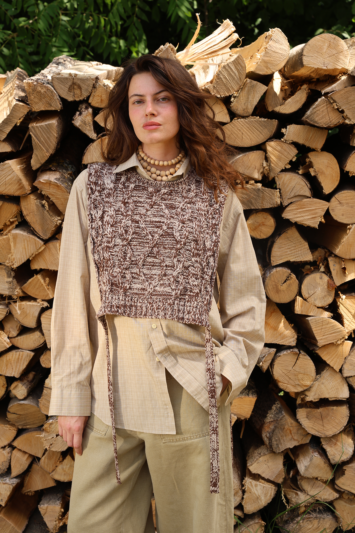 MAURICE - PLASTRON MARRON ECRU