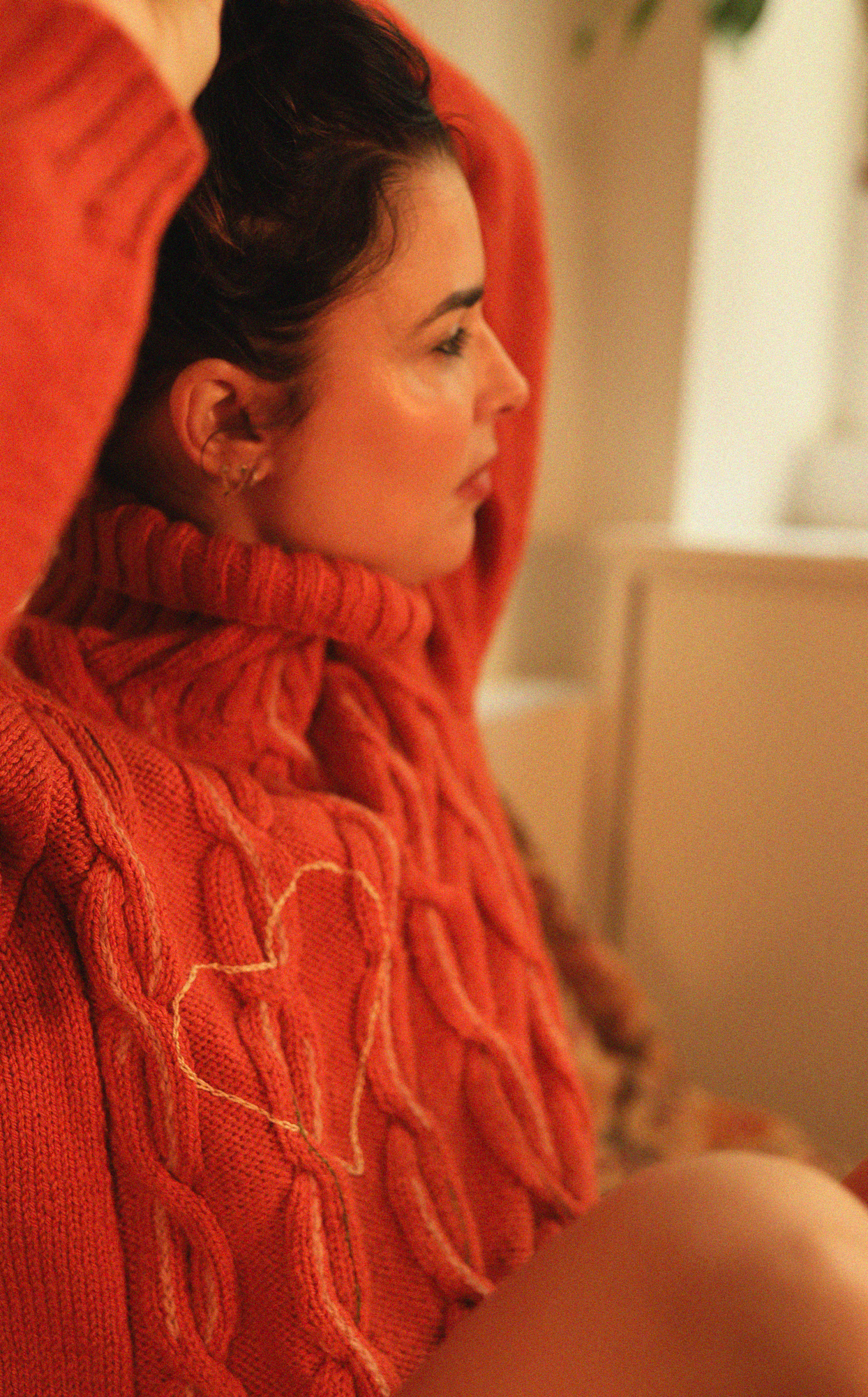 EMBROIDERED BRICK TURTLENECK SWEATER