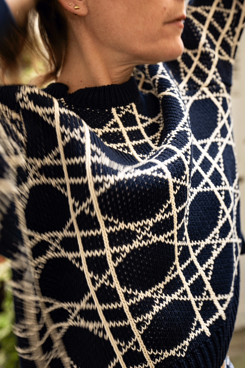Quentin Jacquard Navy Sweater