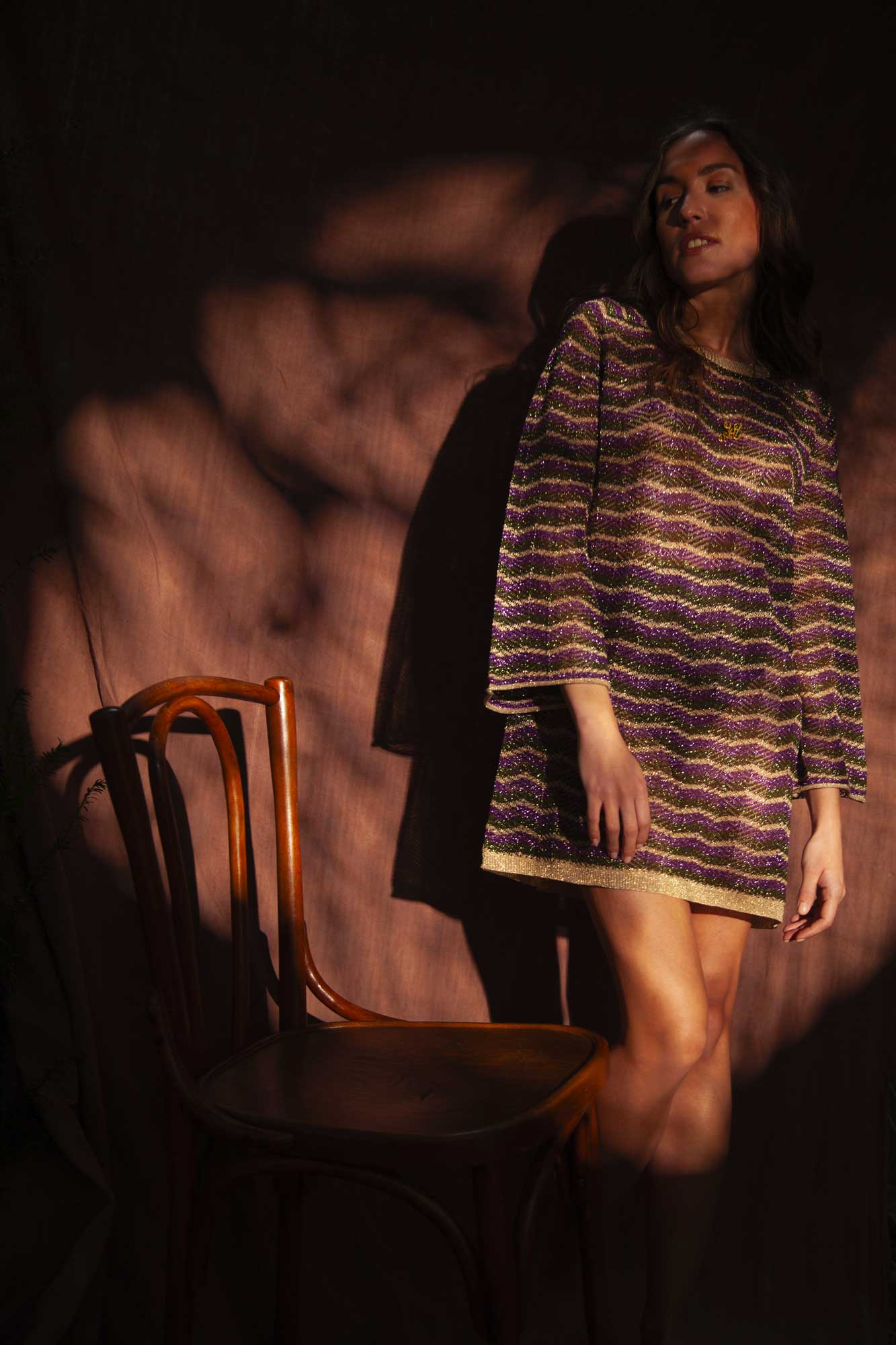 Placide Lurex Tricolor Dress
